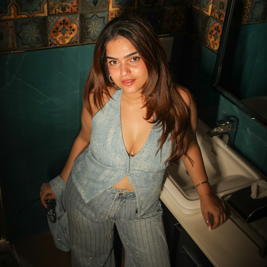 Rhinestone Denim Top