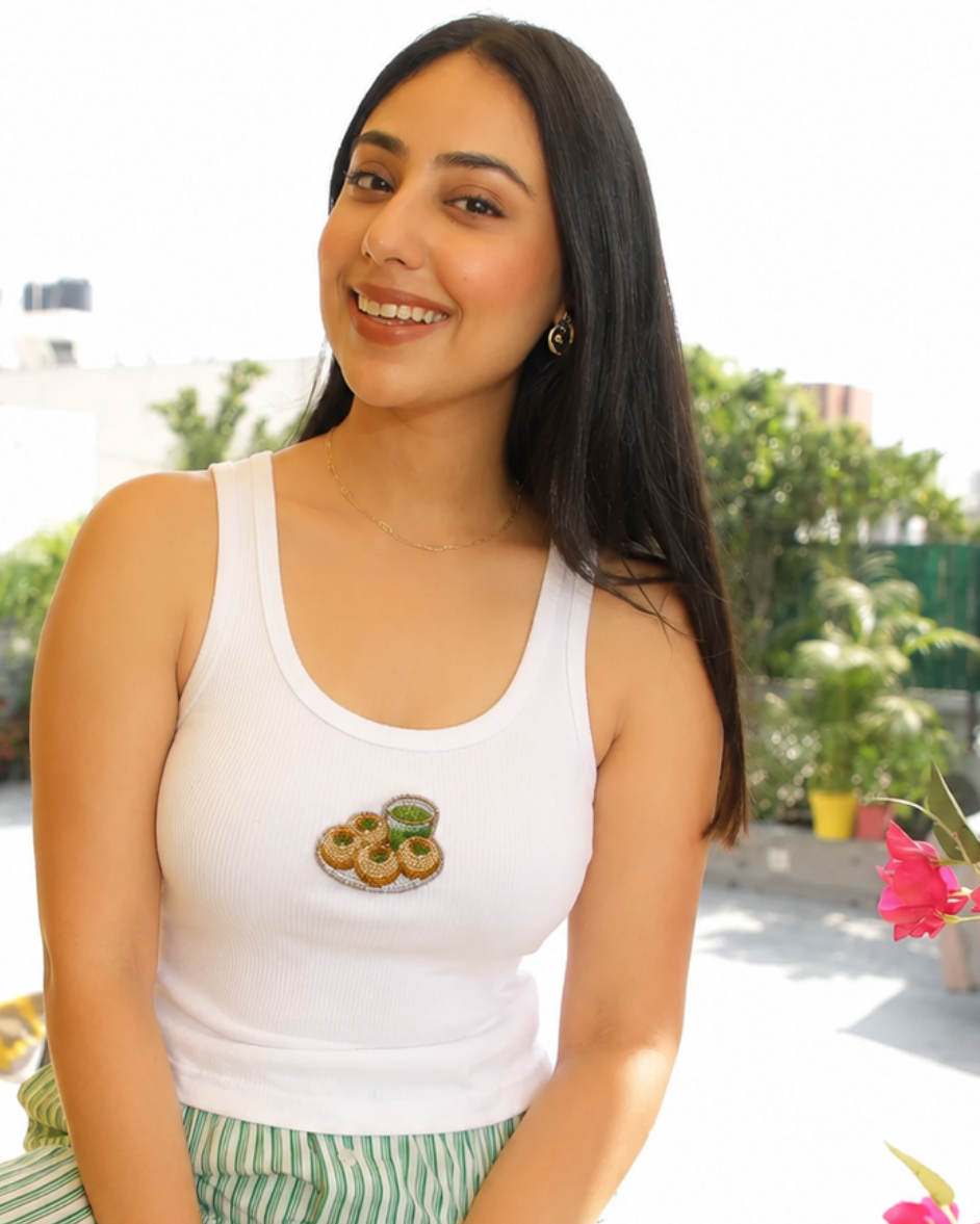 Gol Gappa Beaded Tank Top
